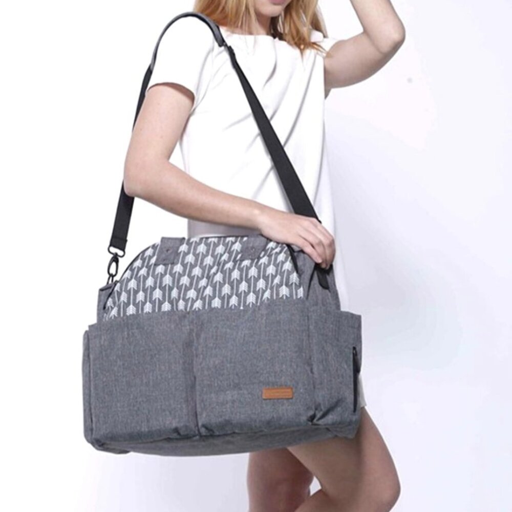 Lekebaby Shoulder Diaper Bag Tote Baby Bag 17 Pockets Waterproof